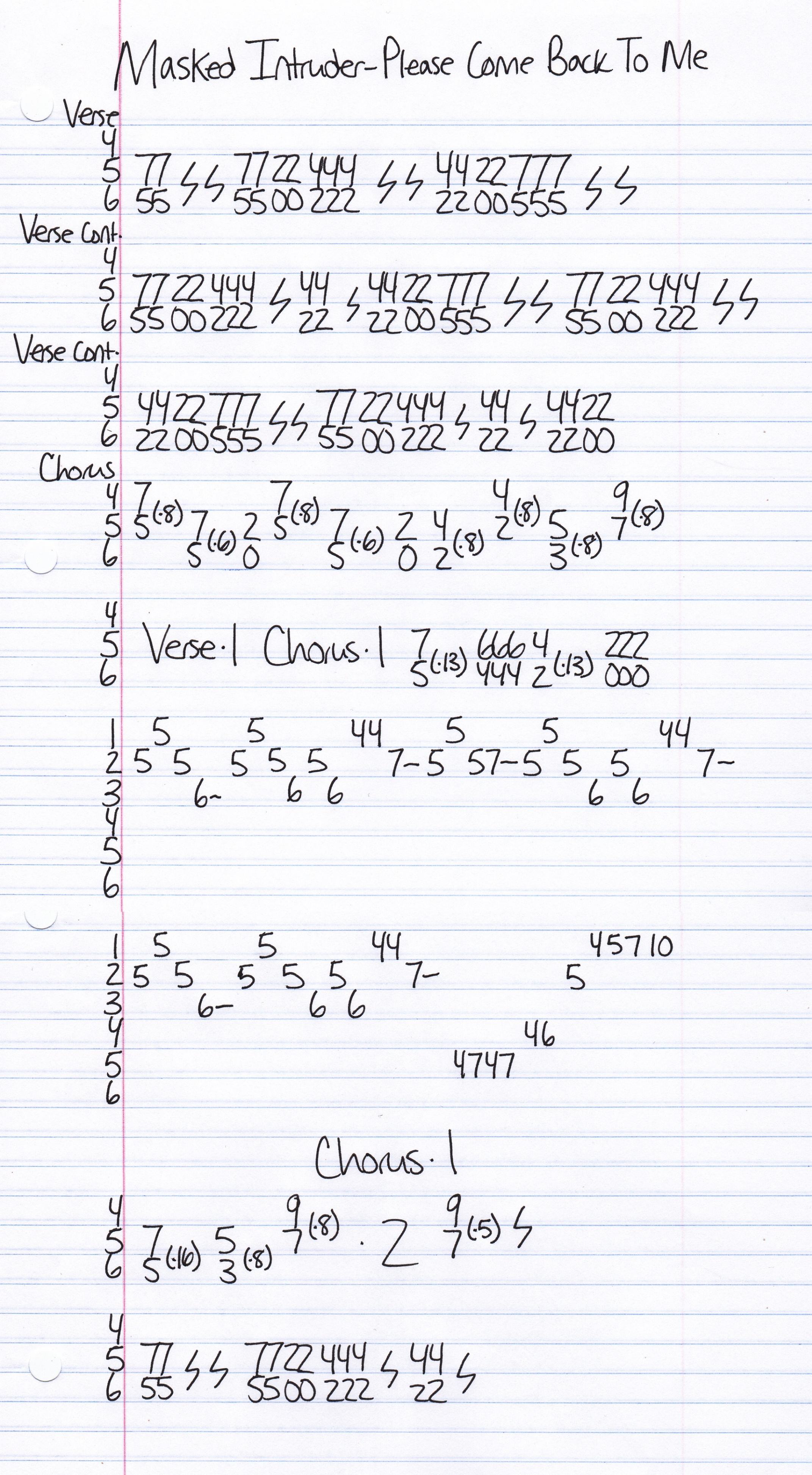 High quality guitar tab for Please Come Back To Me by Masked Intruder off of the album III. ***Complete and accurate guitar tab!***